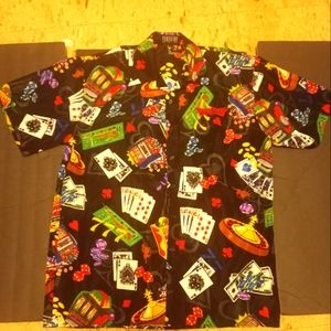 Mens Ferugini button front Casino shirt size Large